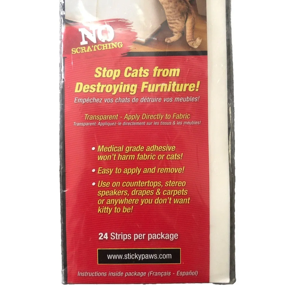 Pioneer Cat Pet Sticky Paws Furniture Strips 24 Pack Easy Harmless NEW